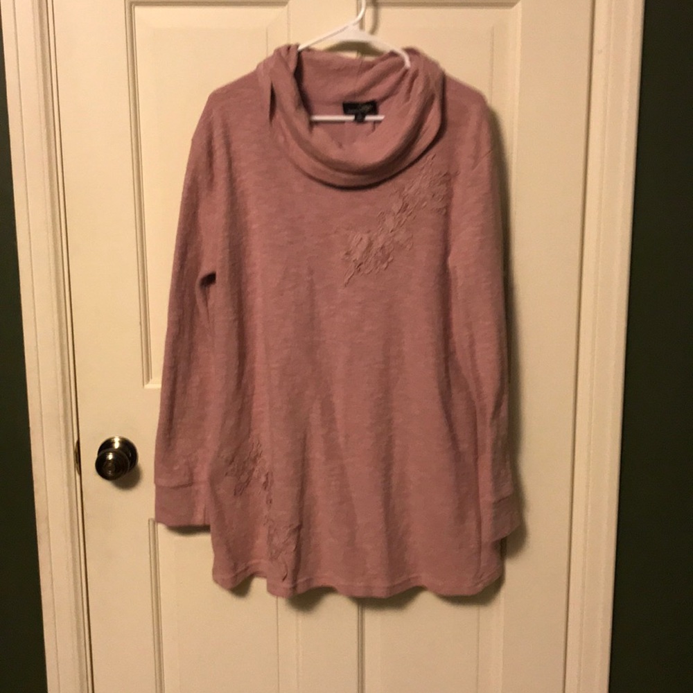 Cowl neck sweater with embroidery . Size XL
